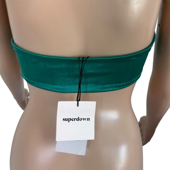 Superdown‎ Emerald Green Bandeau Crop Top XS Y2K Minimalist Party Sexy Chic NWT - Picture 3 of 7